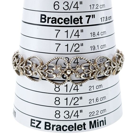 Vintage DP Sterling Silver 925 Open Graduated Heart Scroll Bangle Bracelet 7.75" - Picture 3 of 5